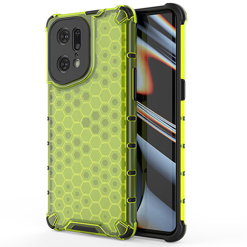 Silicone Transparent Frame Case Cover 360 Degrees AM1 for Oppo Find X5 Pro 5G Green