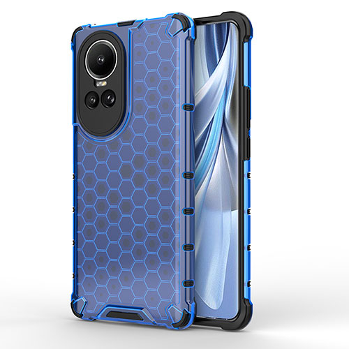 Silicone Transparent Frame Case Cover 360 Degrees AM1 for Oppo Reno10 5G Blue