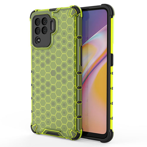 Silicone Transparent Frame Case Cover 360 Degrees AM1 for Oppo Reno5 F Green
