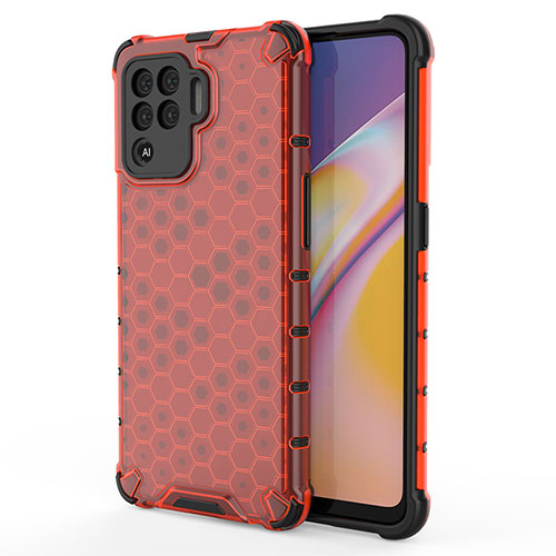 Silicone Transparent Frame Case Cover 360 Degrees AM1 for Oppo Reno5 F Red