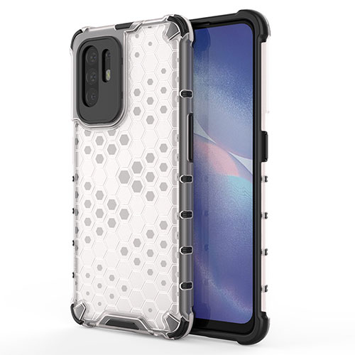 Silicone Transparent Frame Case Cover 360 Degrees AM1 for Oppo Reno5 Z 5G White