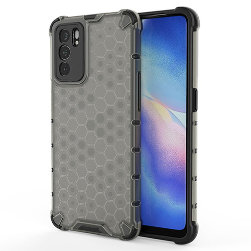 Silicone Transparent Frame Case Cover 360 Degrees AM1 for Oppo Reno6 5G Black