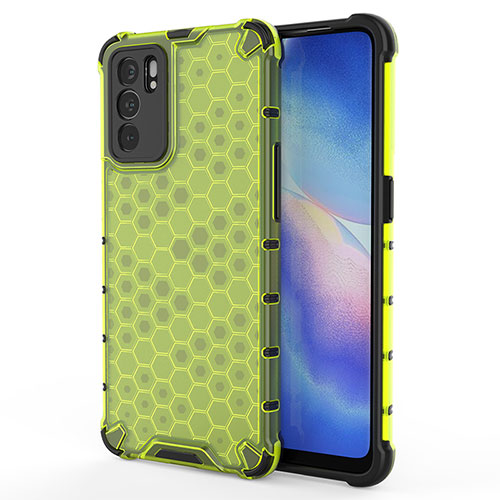 Silicone Transparent Frame Case Cover 360 Degrees AM1 for Oppo Reno6 5G Green