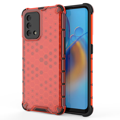 Silicone Transparent Frame Case Cover 360 Degrees AM1 for Oppo Reno6 Lite Red