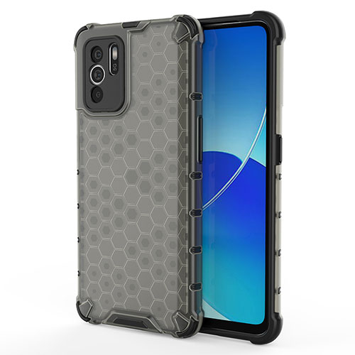 Silicone Transparent Frame Case Cover 360 Degrees AM1 for Oppo Reno6 Z 5G Black