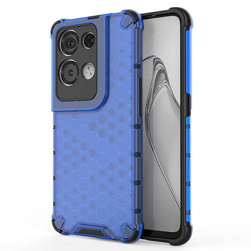 Silicone Transparent Frame Case Cover 360 Degrees AM1 for Oppo Reno9 Pro+ Plus 5G Blue