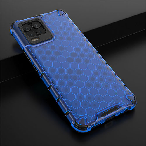 Silicone Transparent Frame Case Cover 360 Degrees AM1 for Realme 8 4G Blue