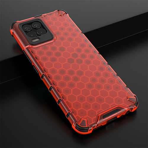 Silicone Transparent Frame Case Cover 360 Degrees AM1 for Realme 8 4G Red