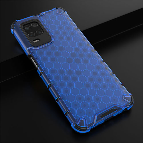 Silicone Transparent Frame Case Cover 360 Degrees AM1 for Realme 8s 5G Blue