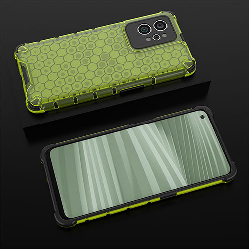 Silicone Transparent Frame Case Cover 360 Degrees AM1 for Realme GT2 Pro 5G Green