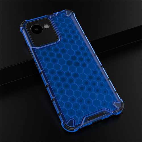 Silicone Transparent Frame Case Cover 360 Degrees AM1 for Realme Narzo 50i Prime Blue