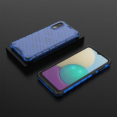 Silicone Transparent Frame Case Cover 360 Degrees AM1 for Samsung Galaxy A02 Blue