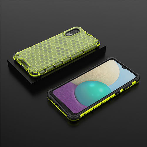 Silicone Transparent Frame Case Cover 360 Degrees AM1 for Samsung Galaxy A02 Green