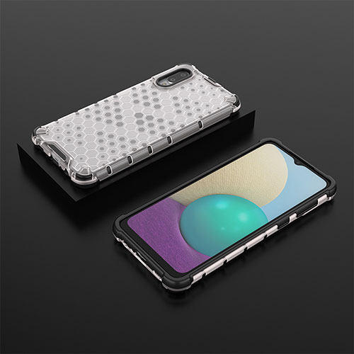 Silicone Transparent Frame Case Cover 360 Degrees AM1 for Samsung Galaxy A02 White
