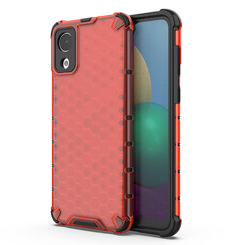 Silicone Transparent Frame Case Cover 360 Degrees AM1 for Samsung Galaxy A03 Core Red