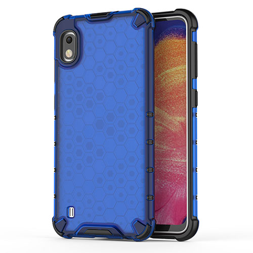 Silicone Transparent Frame Case Cover 360 Degrees AM1 for Samsung Galaxy A10 Blue