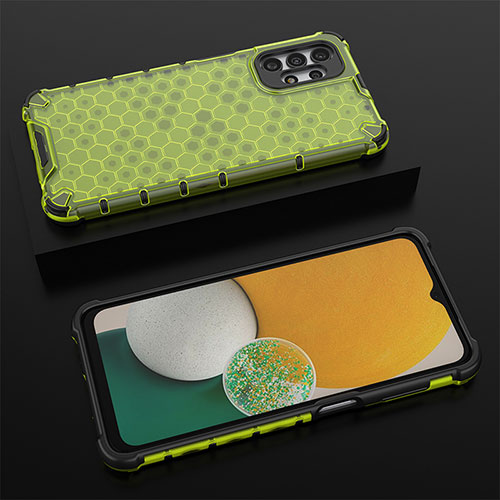 Silicone Transparent Frame Case Cover 360 Degrees AM1 for Samsung Galaxy A13 4G Green