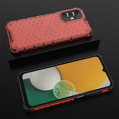 Silicone Transparent Frame Case Cover 360 Degrees AM1 for Samsung Galaxy A13 4G Red
