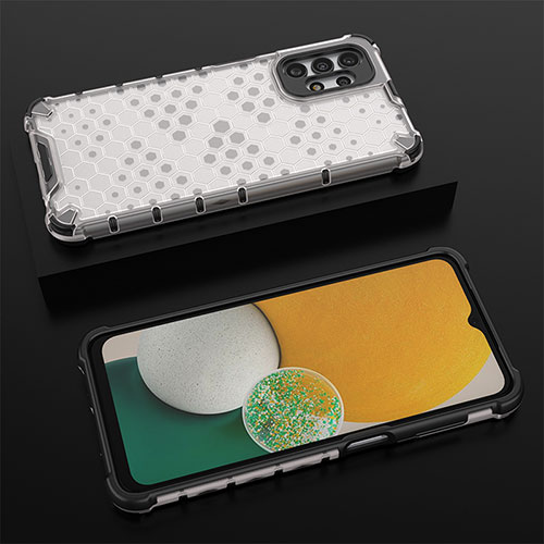 Silicone Transparent Frame Case Cover 360 Degrees AM1 for Samsung Galaxy A13 4G White