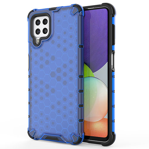 Silicone Transparent Frame Case Cover 360 Degrees AM1 for Samsung Galaxy A22 4G Blue