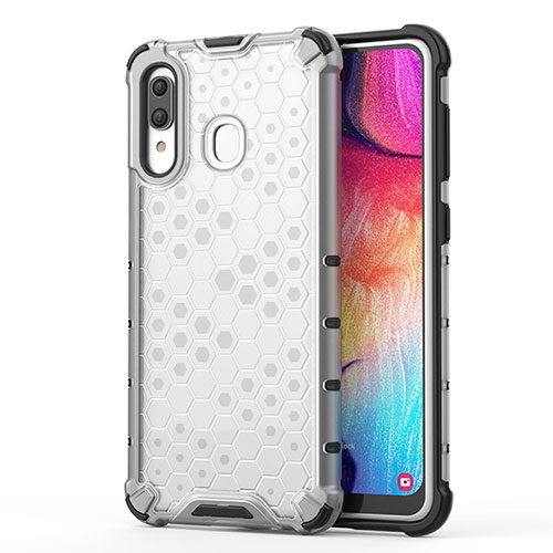 Silicone Transparent Frame Case Cover 360 Degrees AM1 for Samsung Galaxy A30 White