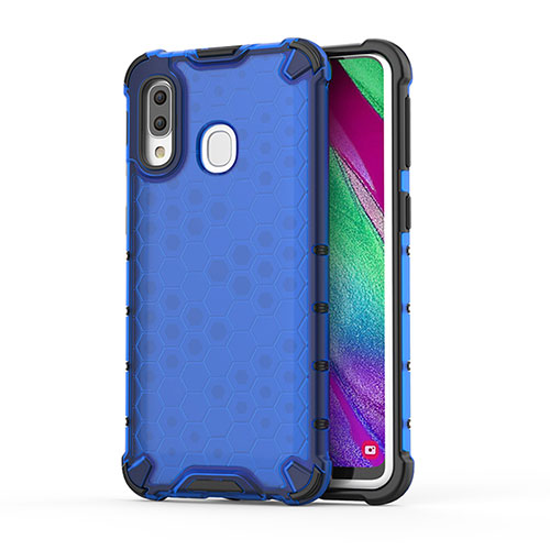 Silicone Transparent Frame Case Cover 360 Degrees AM1 for Samsung Galaxy A40 Blue