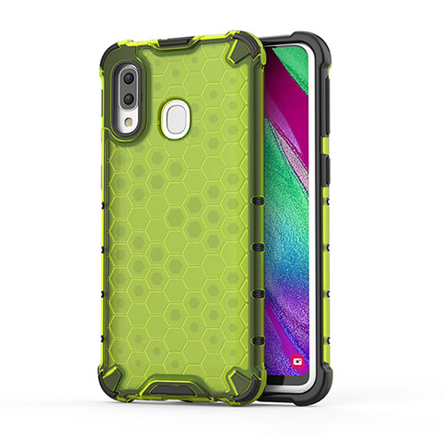 Silicone Transparent Frame Case Cover 360 Degrees AM1 for Samsung Galaxy A40 Green