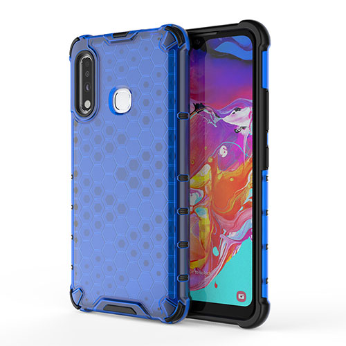 Silicone Transparent Frame Case Cover 360 Degrees AM1 for Samsung Galaxy A70E Blue