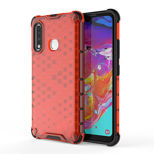 Silicone Transparent Frame Case Cover 360 Degrees AM1 for Samsung Galaxy A70E Red