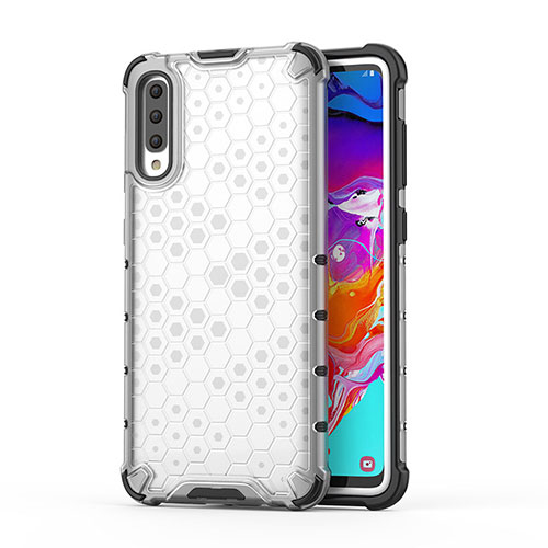 Silicone Transparent Frame Case Cover 360 Degrees AM1 for Samsung Galaxy A70S White