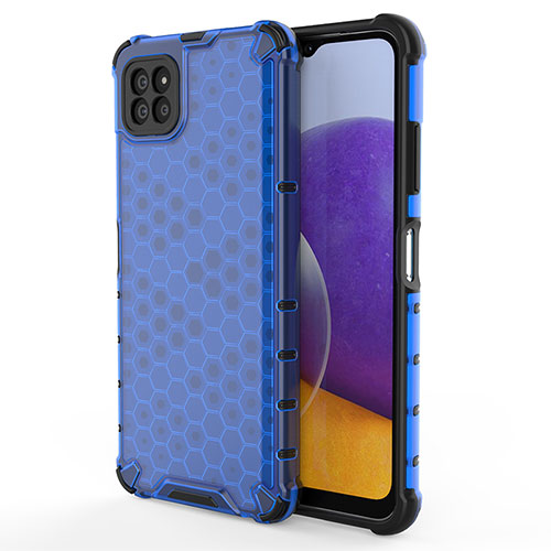 Silicone Transparent Frame Case Cover 360 Degrees AM1 for Samsung Galaxy F42 5G Blue