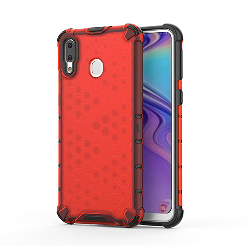 Silicone Transparent Frame Case Cover 360 Degrees AM1 for Samsung Galaxy M20 Red