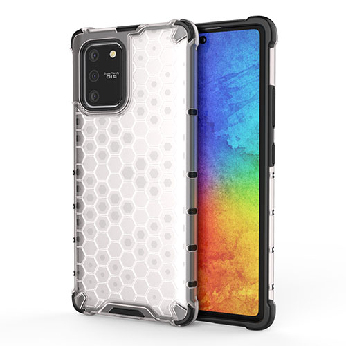 Silicone Transparent Frame Case Cover 360 Degrees AM1 for Samsung Galaxy S10 Lite White