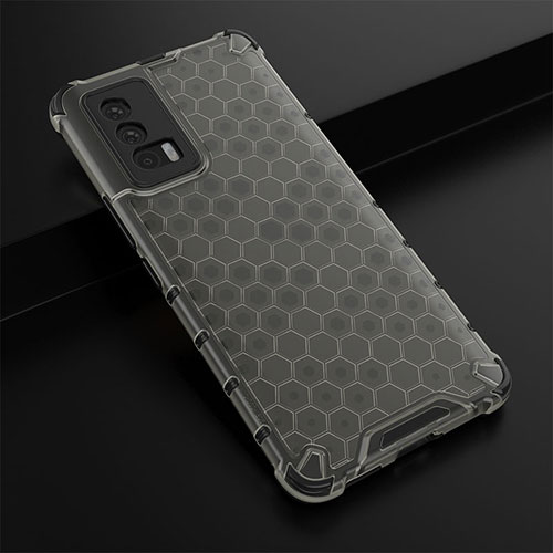 Silicone Transparent Frame Case Cover 360 Degrees AM1 for Vivo iQOO 7 India 5G Black