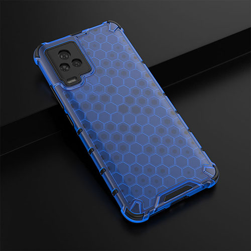 Silicone Transparent Frame Case Cover 360 Degrees AM1 for Vivo iQOO 7 Legend 5G Blue