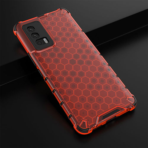 Silicone Transparent Frame Case Cover 360 Degrees AM1 for Vivo iQOO Neo5 5G Red