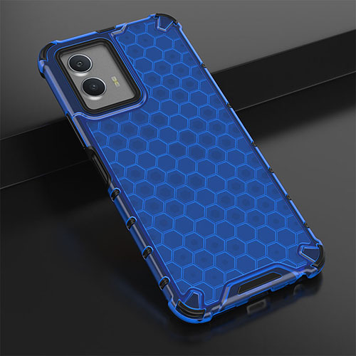 Silicone Transparent Frame Case Cover 360 Degrees AM1 for Vivo iQOO U5 5G Blue