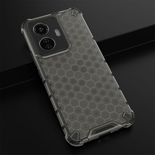 Silicone Transparent Frame Case Cover 360 Degrees AM1 for Vivo T1 4G Black