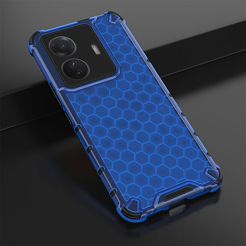 Silicone Transparent Frame Case Cover 360 Degrees AM1 for Vivo T1 5G Blue