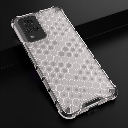 Silicone Transparent Frame Case Cover 360 Degrees AM1 for Vivo V21 5G White