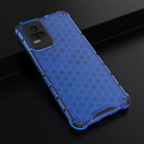 Silicone Transparent Frame Case Cover 360 Degrees AM1 for Vivo V21e 4G Blue