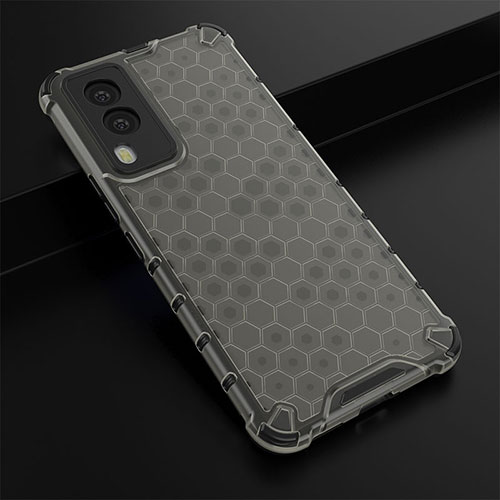 Silicone Transparent Frame Case Cover 360 Degrees AM1 for Vivo V21e 5G Black