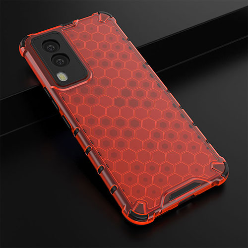 Silicone Transparent Frame Case Cover 360 Degrees AM1 for Vivo V21e 5G Red