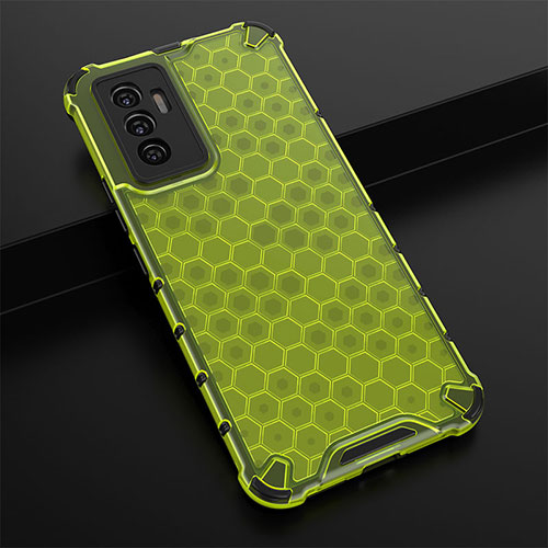 Silicone Transparent Frame Case Cover 360 Degrees AM1 for Vivo V23e 5G Green