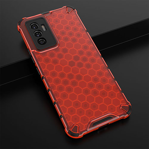 Silicone Transparent Frame Case Cover 360 Degrees AM1 for Vivo V23e 5G Red