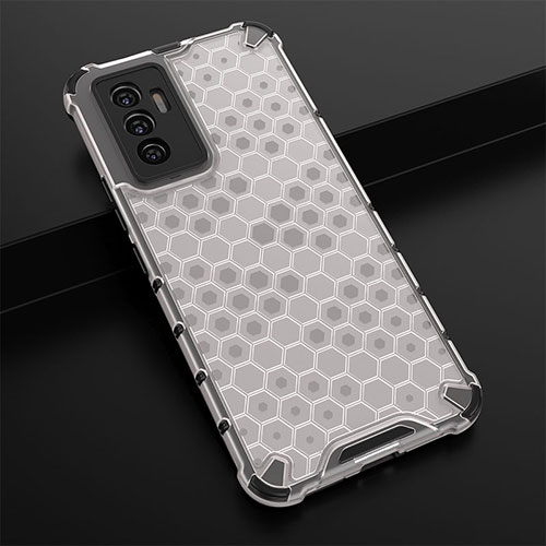 Silicone Transparent Frame Case Cover 360 Degrees AM1 for Vivo V23e 5G White