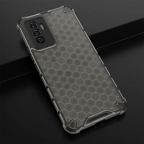 Silicone Transparent Frame Case Cover 360 Degrees AM1 for Vivo V23e Black