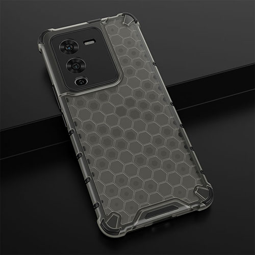 Silicone Transparent Frame Case Cover 360 Degrees AM1 for Vivo V25 Pro 5G Black