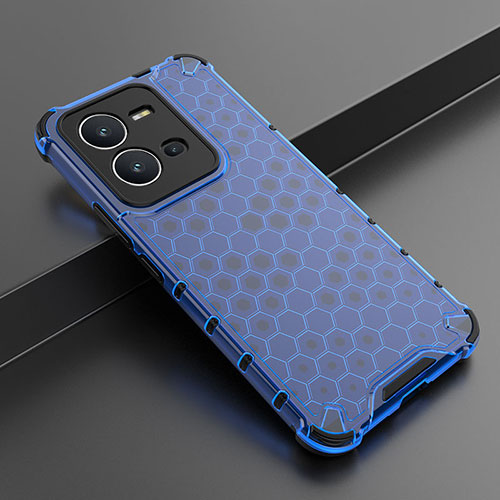 Silicone Transparent Frame Case Cover 360 Degrees AM1 for Vivo V25e Blue