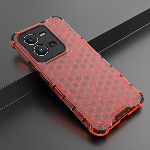 Silicone Transparent Frame Case Cover 360 Degrees AM1 for Vivo V25e Red